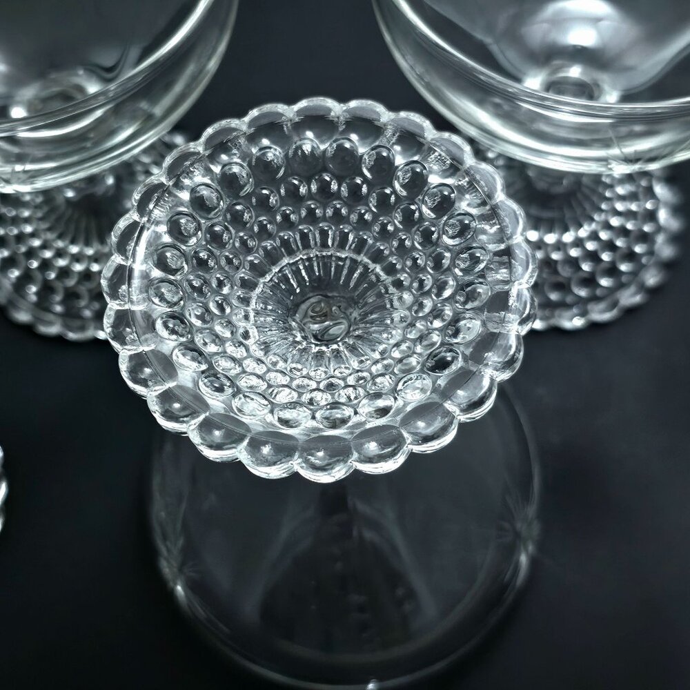 Anchor Hocking Bubble Foot Champagne Glasses 6oz cut glass starburst rays 4pc - Picture 8 of 8